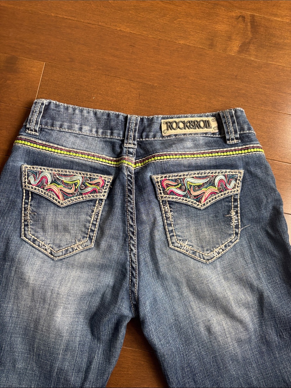 Rock & Roll Denim Women's Blue Bootcut Jeans with Accent Stitching